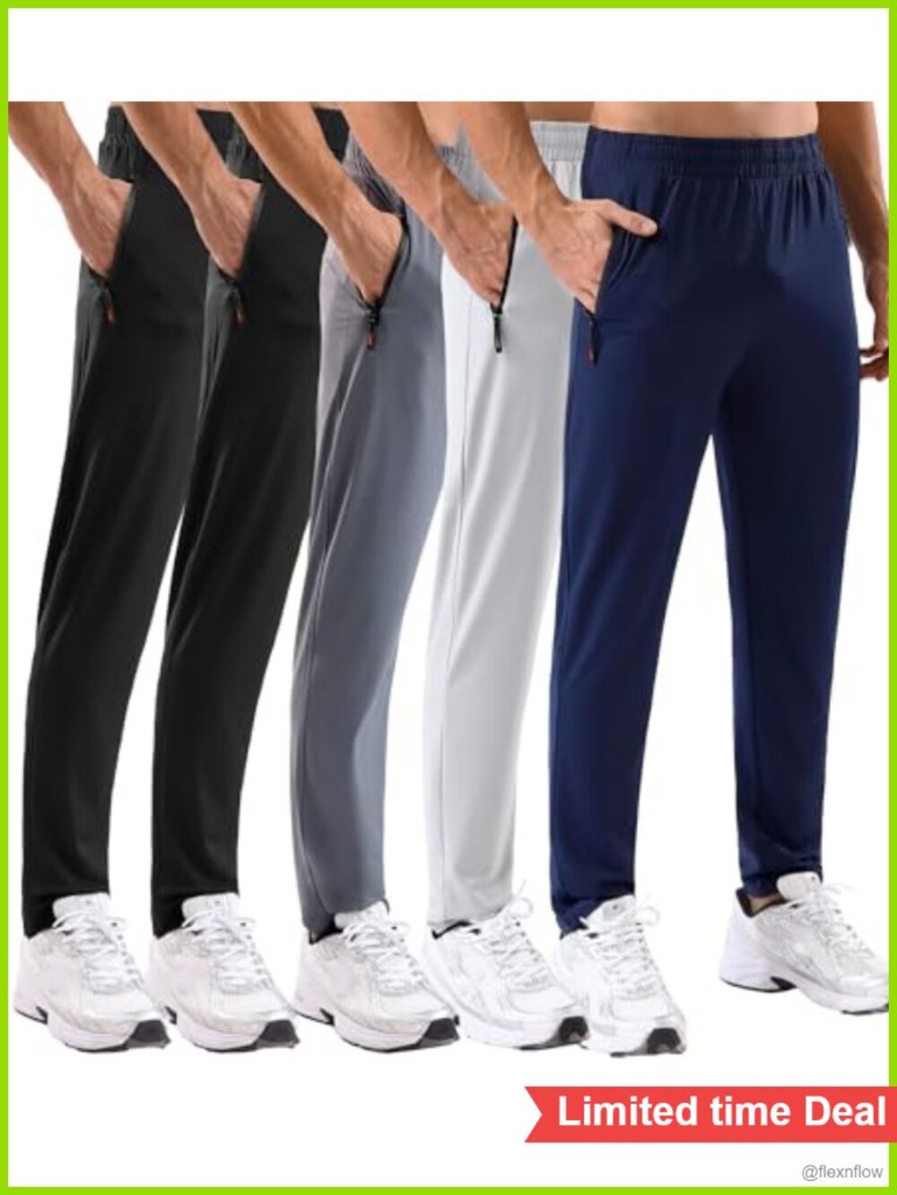 5 Pack Men's Sweatpants Zipper Pockets Stretch Lightweight Athletic Pants